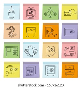 business management icons set, note paper, memo notes