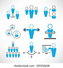 business management icons set, organization management icons