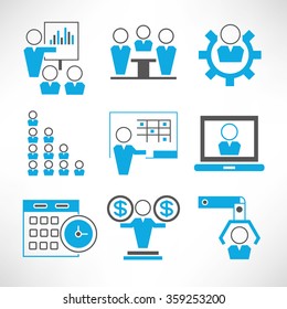 business management icons set, organization management icons