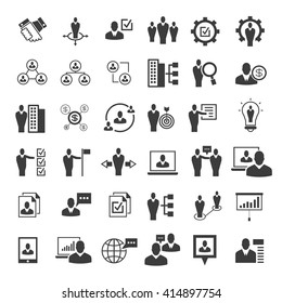 business management icons set, organization and office icons