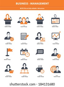 Business management icons,Orange version,vector