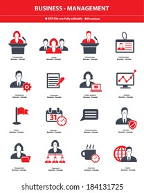 Business management icons,Red version,vector
