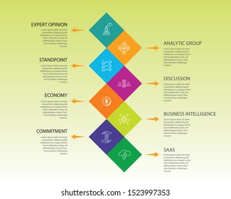 Business Management Infographics vector design. Timeline concept include expert opinion, budget balance, sponsor icons. Can be used for report, presentation, diagram, web design.