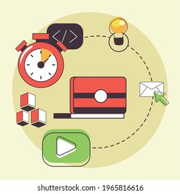 business management laptop and chronometer