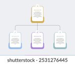 Business management level distribution structure Infographics Design Template, Workflow diagram, flowchart, business hierarchy Concept tree chart, Second level Organizational chart divided into three