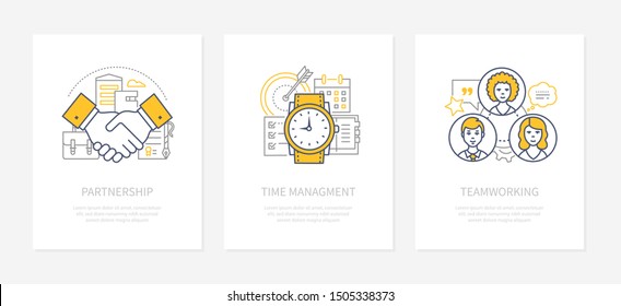 Business management - line design style icons set