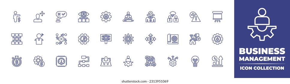 Business management line icon collection. Editable stroke. Vector illustration. Containing manager, project manager, candidate, consultant, management, content management, leader, resolution, deadline