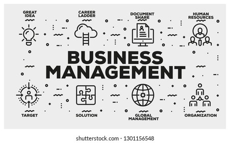 BUSINESS MANAGEMENT LINE ICON SET