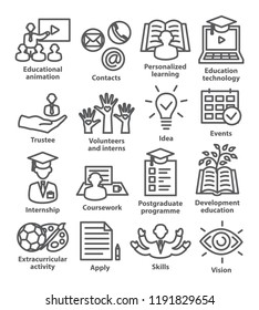 Business management line icons. Pack 35. Icons for business, education, career, strategy, training and marketing.