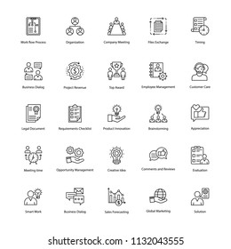 Business Management Line Icons Set 