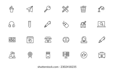 Business and management line icons set. Management icon collection. Vector illustrator