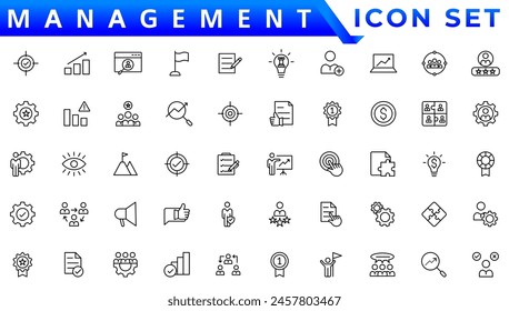 Business and management line icons set. Management icon collection