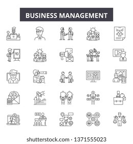 Business management line icons, signs set, vector. Business management outline concept, illustration: business,management,strategy,success,finance