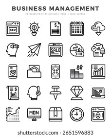 Business Management Lineal icons collection. Lineal icons pack. Vector illustration