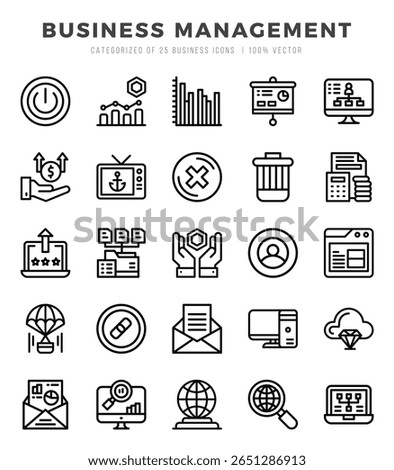 Business Management Lineal icons collection. 25 icon set in a Lineal design.