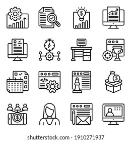 Vector Set Linear Icons Related Report Stock Vector (royalty Free 