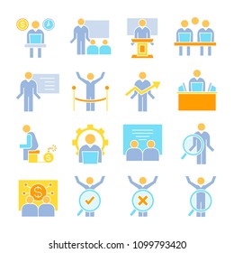 business management, meeting, conference, organization and office icons set
