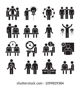 business management, meeting, conference, organization and office icons set