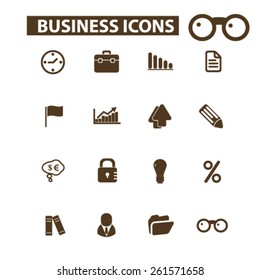 business, management, office isolated icons, signs, illustrations collection concept design set for web and application on background, vector