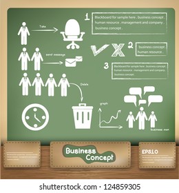 Business management on blackboard background,vector