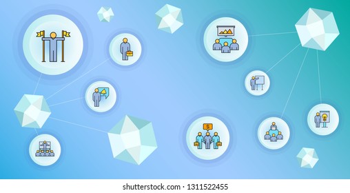 business management and organization    concept network illustration