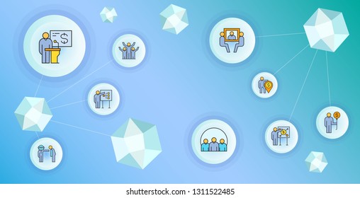 business management and organization    concept network illustration