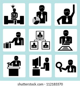 business management and organization icon set