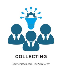 Business Management Outline Icon Collection. Blue Icons as collecting, task, inovation and more. Simple web blue icons set.