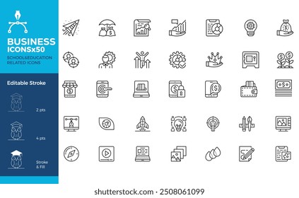 Business Management Outline Icon Collection. Thin Line Set contains such Icons as file management, time management, discussion, skill, Human Resource, Experience and more. Simple web icons set