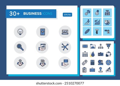 Business Management Outline Icon Collection. Thin Line Set contains such Icons as file management, time management, discussion, skill, Human Resource, Experience and more. Simple web icons set