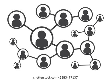 Icono de esquema de administración de negocios, icono de referencia aislado en fondo blanco. Símbolo de un grupo de personas o de varios usuarios o amigos.Vector de iconos de conexión social de red de personas