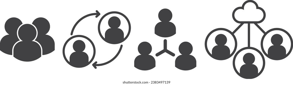 Business Management Outline Icon , Referral icon isolated on white background. Symbol of a group of people or multiple users or friends.People Network Social Connection Icon Vector.