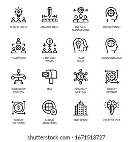 Business Management outline icons, stroke, vector