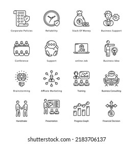 Business And Management Outline Icons - Stroked, Vectors