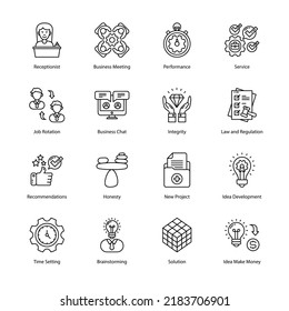 Business And Management Outline Icons - Stroked, Vectors