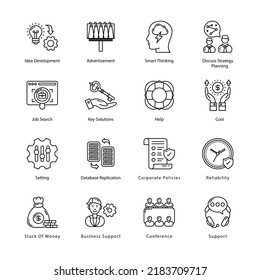 Business And Management Outline Icons - Stroked, Vectors