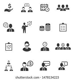 Business management planning icon set- (Grey Version)