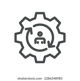 Esquema de iconos relacionados con la administración de negocios y vector lineal.