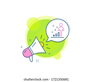 Business management sign. Megaphone promotion complex icon. Stats line icon. Best employee symbol. Business marketing banner. Stats sign. Vector