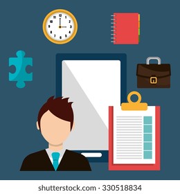Business management and solutions design, vector graphic.