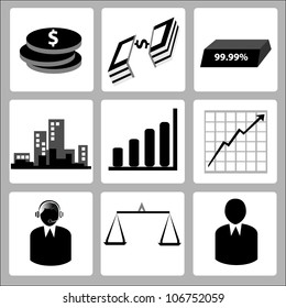 business management and stock icon set