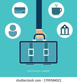 Business and management strategy concept with flat icons