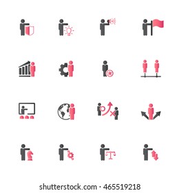 Business management, strategy or human resource icon set