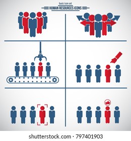 Business management, strategy or human resource icons