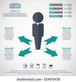 Business management, strategy or human resources infographic. Human resource icon. EPS 10 vector. Can be used for any project