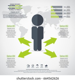 Business management, strategy or human resources infographic. Human resource icon. EPS 10 vector. Can be used for any project