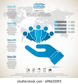 Business management, strategy or human resources infographic. Human resource icon. EPS 10 vector. Can be used for any project