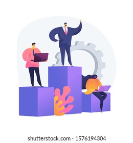 Business management, subordination, staff work organization. Firm departments, head office and subsidiaries. Executive and deputies cartoon characters. Vector isolated concept metaphor illustration.