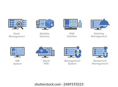 Business management system, Restaurant management system icons. restaurant icons for website. Web icon. symbols