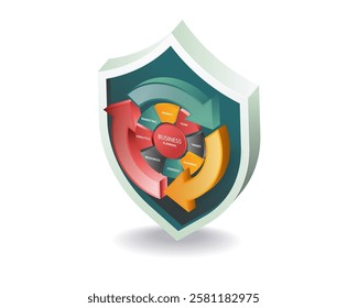 Business management system security concept illustration